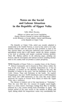 Notes on the social and labour situation in the Republic of Upper Volta