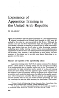 Experience of apprentice training in the united Arab Republic