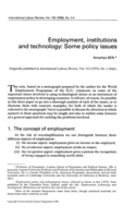 Employment, institutions and technology: some policy issues