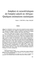 Ampleur et caractéristiques de l'emploi salarié en Afrique: quelques estimations statistiques