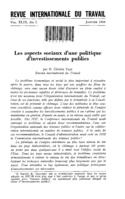 Les aspects sociaux d'une politique d'investissements publics