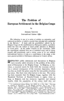 The problem of european settlement in the Belgian Congo