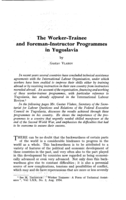 The worker-trainee and foreman-instructor programmes in Yugoslavia