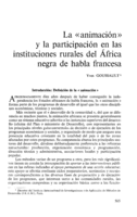 La «animación» y la participación en las instituciones rurales del África negra de habla francesa