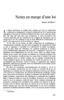 Notes en marge d'une loi