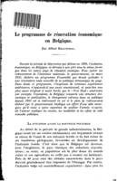 Le programme de rénovation économique en Belgique