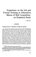 Experience on the job and formal training as alternative means of skill acquisition: an empirical study