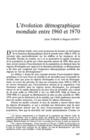 L'évolution démographique mondiale entre 1960 et 1970