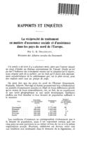 La réciprocité de traitement en matière d'assurance sociale et d'assistance dans les pays du nord de I'Europe