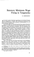 Statutory minimum wage fixing in Tanganyika
