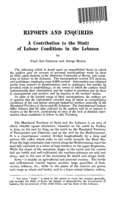 A contribution to the study of labour conditions in the Lebanon