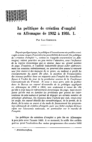 La politique de création d'emploi en Allemagne de 1932 à 1935: I