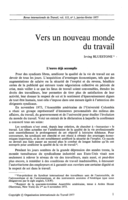 Vers un nouveau monde du travail