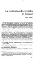 La rééducation des invalides en Pologne