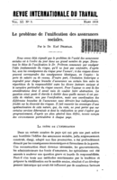 Le problème de l'unification des assurances sociales
