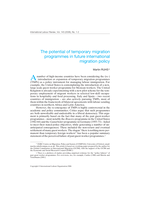 The potential of temporary migration programmes in future international migration policy