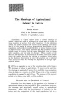 The shortage of agricultural labour in Latvia