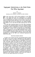 Employment administration in the United States post office department