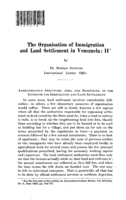The organisation of immigration and land settlement in Venezuela: II