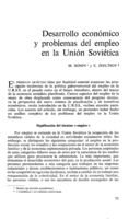 Desarrollo económico y problemas del empleo en la Unión Soviética
