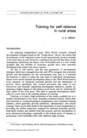 Training for self-reliance in rural areas