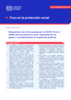 Respuestas a la crisis causada por la COVID-19 en el ámbito de la protección social: respuestas de los países y consideraciones en materia de políticas