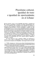 Pluralismo cultural, igualdad de trato e igualdad de oportunidades en el Líbano