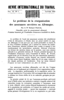 Le problème de la réorganisation des assurances ouvrières en Allemagne