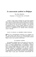 Le mouvement syndical en Belgique