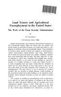 Land tenure and agricultural unemployment in the United States: the work of the farm security admisitration
