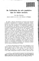 De l'utilisation des arts populaires dans les loisirs ouvriers