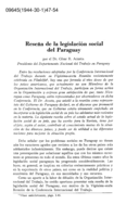 Reseña de la legislación social del Paraguay