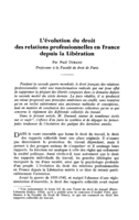 L'évolution du droit des relations professionnelles en France depuis la Libération