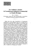 Les tendances récentes de l'enseignement industriel et commercial en Grande-Bretagne