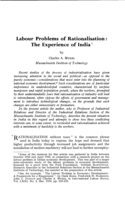 Labour problems of rationalisation: the experience of India