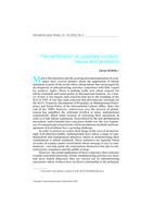 The certification of corporate conduct: issues and prospects