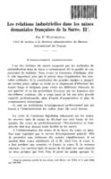 Les relations industrielles dans les mines domaniales françaises de la Sarre: II