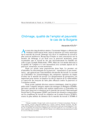 Chômage, qualité de l'emploi et pauvreté: le cas de la Bulgarie