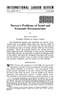 Norway's problems of social and economic reconstruction