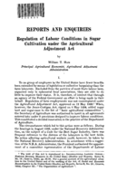 Regulation of labour conditions in sugar cultivation under the Agricultural adjustment act