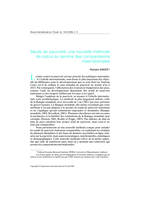 Seuils de pauvreté: une nouvelle méthode de calcul au service des comparaisons internationales