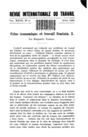 Crise économique et travail féminin: I