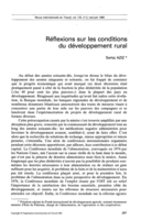 Réflexions sur les conditions du développement rural