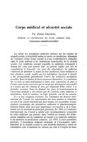 Corps médical et sécurité sociale