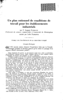 Un plan rationnel de conditions de travail pour les établissements industriels