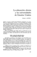 La educación obrera y las universidades de Estados Unidos