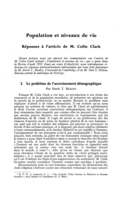 Population et niveaux de vie: réponses à l'article de M. Colin Clark