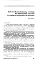 Reform of social security coverage for women and survivors in the Federal Republic of Germany