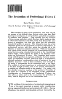 The protection of professional titles: I