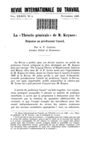 La "Théorie générale" de M. Keynes: réponse au professeur Cassel